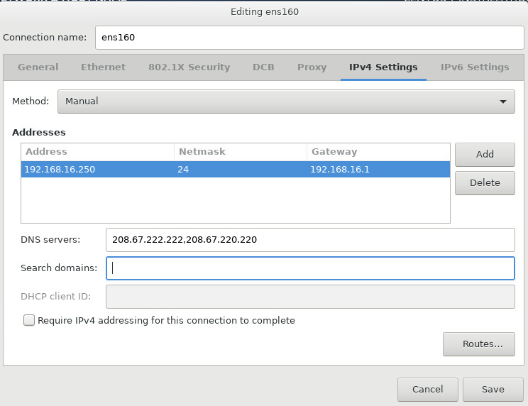 CentOS 7 - Manual IPv4 Settings