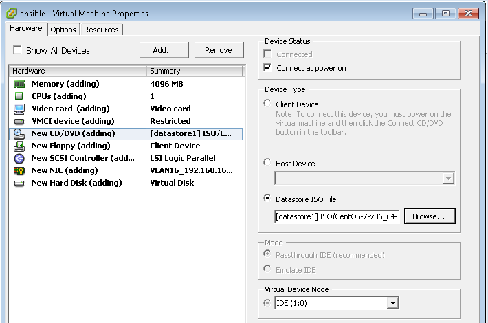 Attach Datastore ISO to CD/DVD